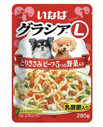 INABA (Инаба) влажный корм для собак куриное филе с говядиной и 5 видами овощей в желе 280 г